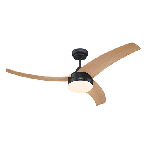 מאוורר תקרה ווסטינגהאוס 52″ LONGWOOD שחור/עץ אלון עם שלט ולד מובנה 24W, מנוע DC