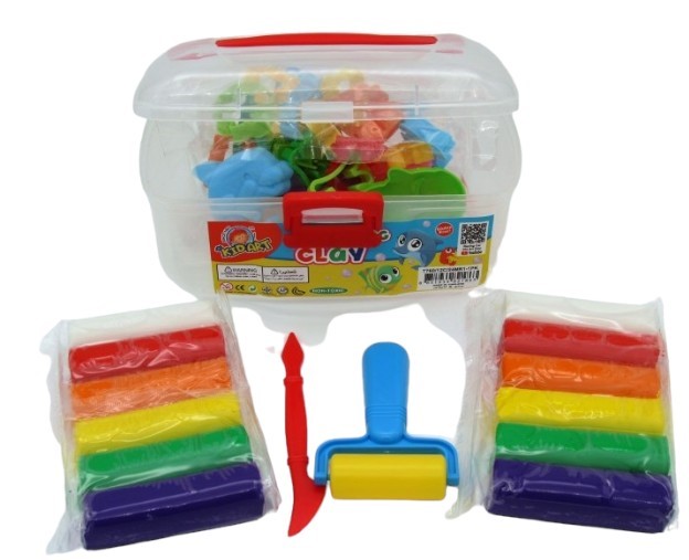 פלסטלינה 760 גרם, 12 צבעים + כלים בקופסא