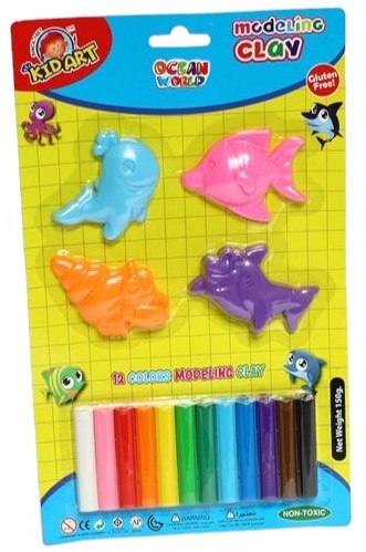 פלסטלינה 150 גרם, 12 צבעים + כלים 