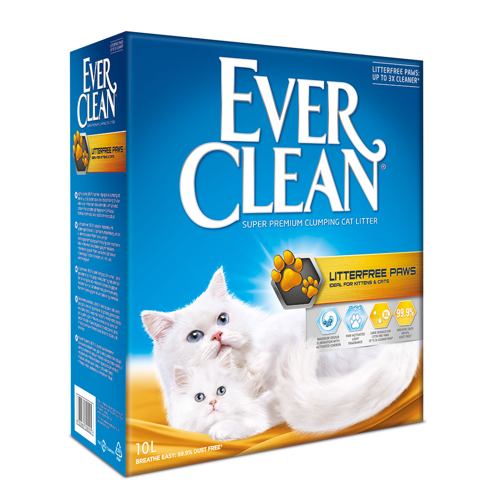 חול לחתול אברקלין ללא עקבות LITTERFREE PAWS צהוב 10 ליטר