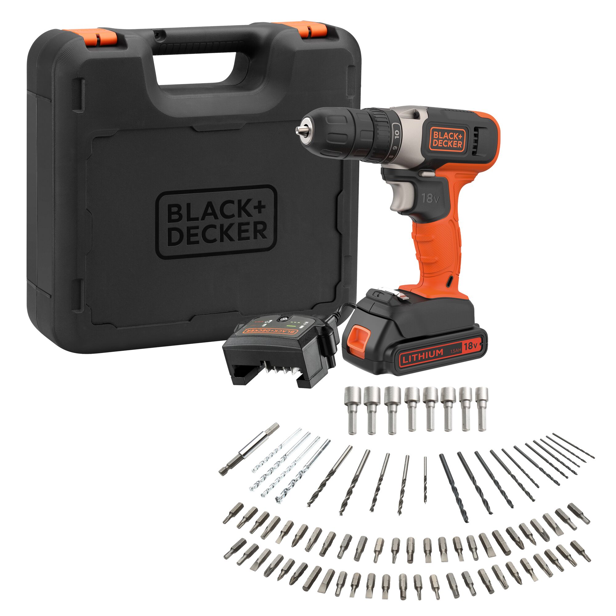 סט מקדחה/מברגה הכולל 78 אביזרים BCD001C1KA-QW BLACK AND DECKER BLACK AND DECKER...