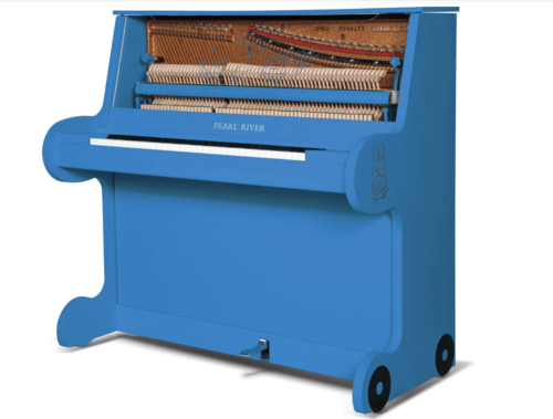 פסנתר אקוסטי אמיתי לילדים 5 אוקטבות UP95E בצבע כחול מבית PEARL RIVER