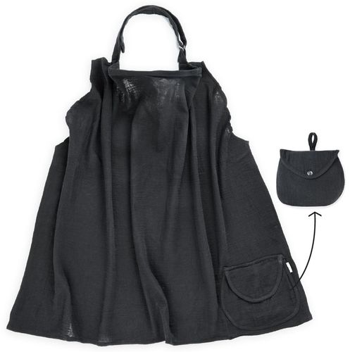 סינר הנקה עם קשת כיס למוצץ  100% כותנה טטרא - שחור