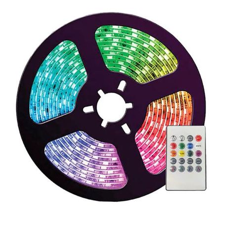 פס לד RGB באורך עד 5 מטר עם מדבקה אחורית ושלט סמיקום SEMICOM SM-KIT-5V-M