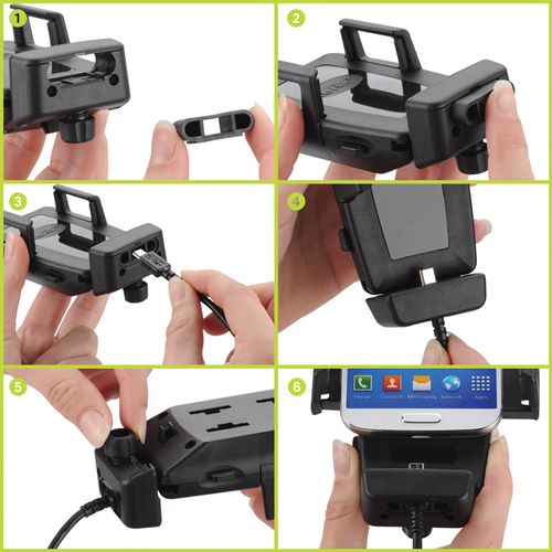 זרוע לרכב iGRIP כוללת התאמה לכבלי טעינה לאייפון ומיקרו USB לסלולר מבית HR גרמניה