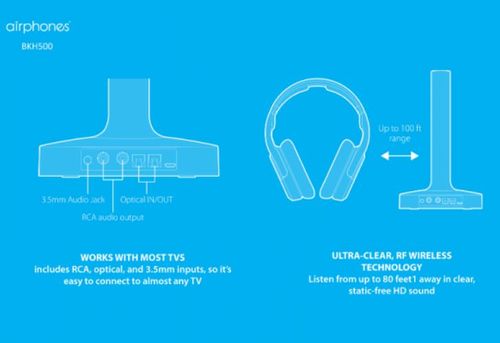 אוזניות אלחוטיות לטלוויזיה בטכנולוגיית RF Brookstone BKH500