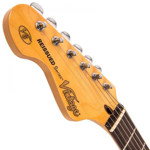 זוית נוספת Vintage V6 ReIssued Electric Guitar ~ Left Hand Sunset Sunburst