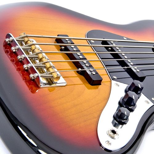 זוית נוספת Vintage VJ75 ReIssued Maple Fingerboard Bass Guitar ~ 5-String ~ Sunburst