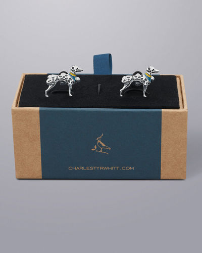 Silver dalmatian cufflink