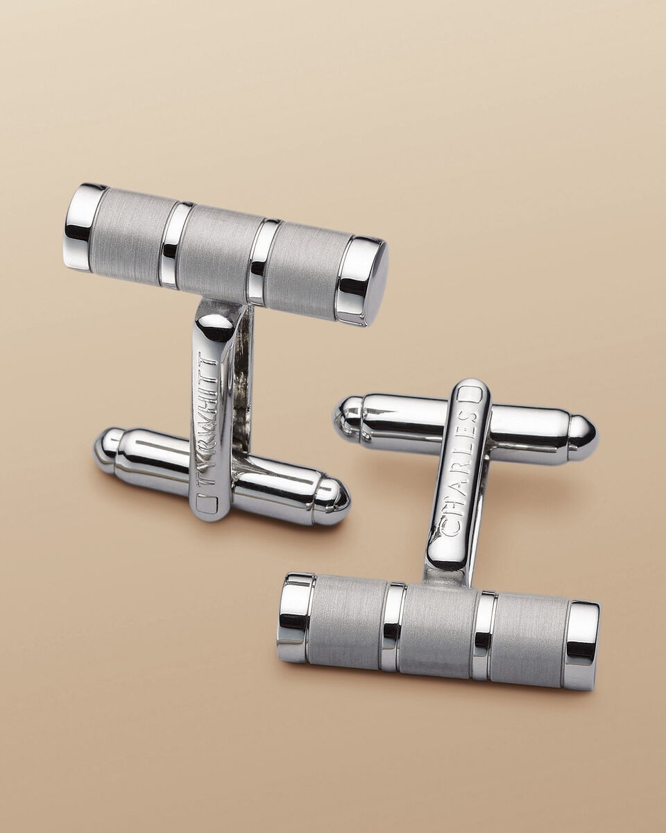 Silver bar cufflink