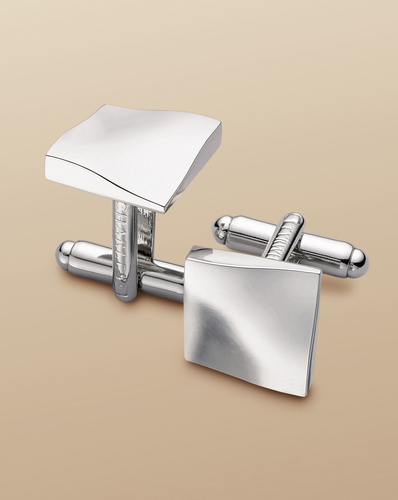 Silver square cufflink