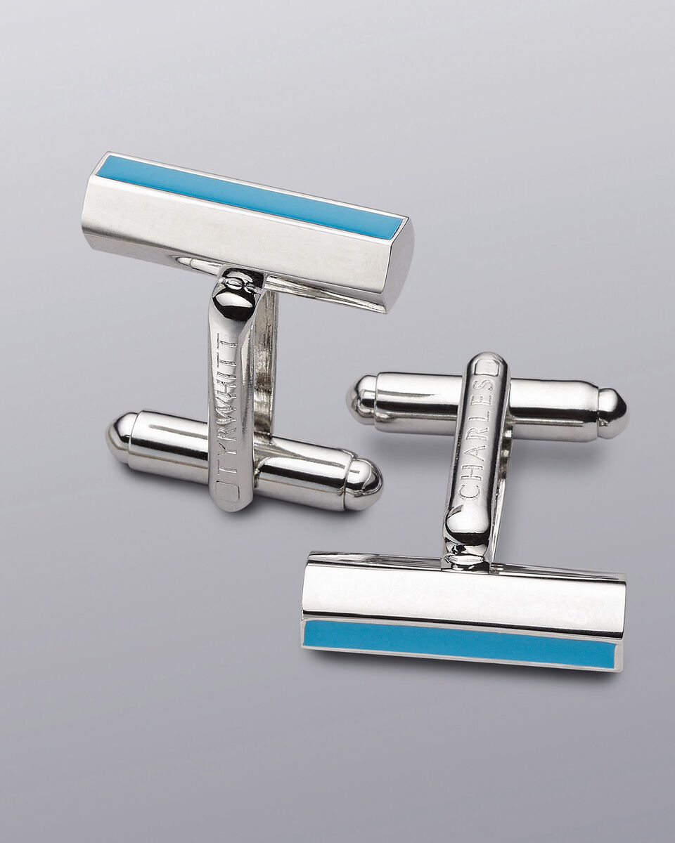 Ocean blue bar enamel cufflink