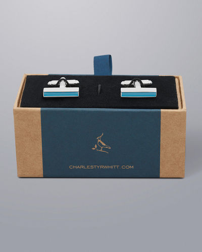 Ocean blue bar enamel cufflink