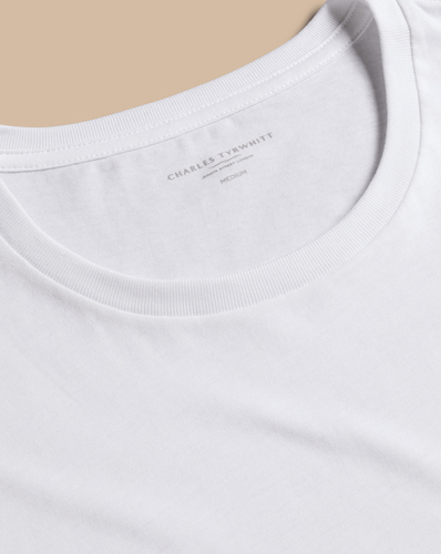 חבילה של 2 גופיות כותנה - White 2-pack crew neck cotton t-shirt