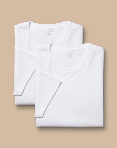 חבילה של 2 גופיות כותנה - White 2-pack crew neck cotton t-shirt