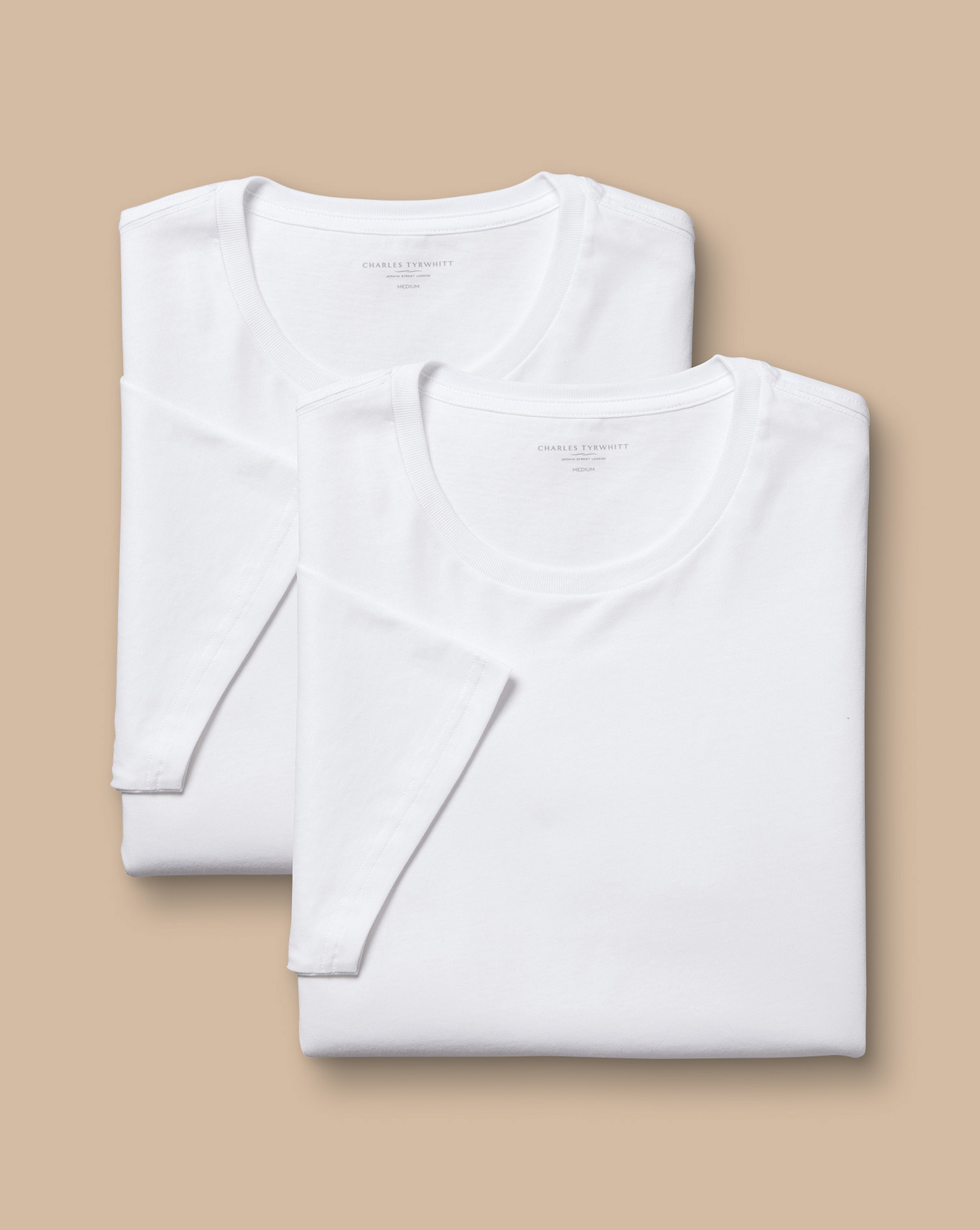 חבילה של 2 גופיות כותנה - White 2-pack crew neck cotton t-shirt