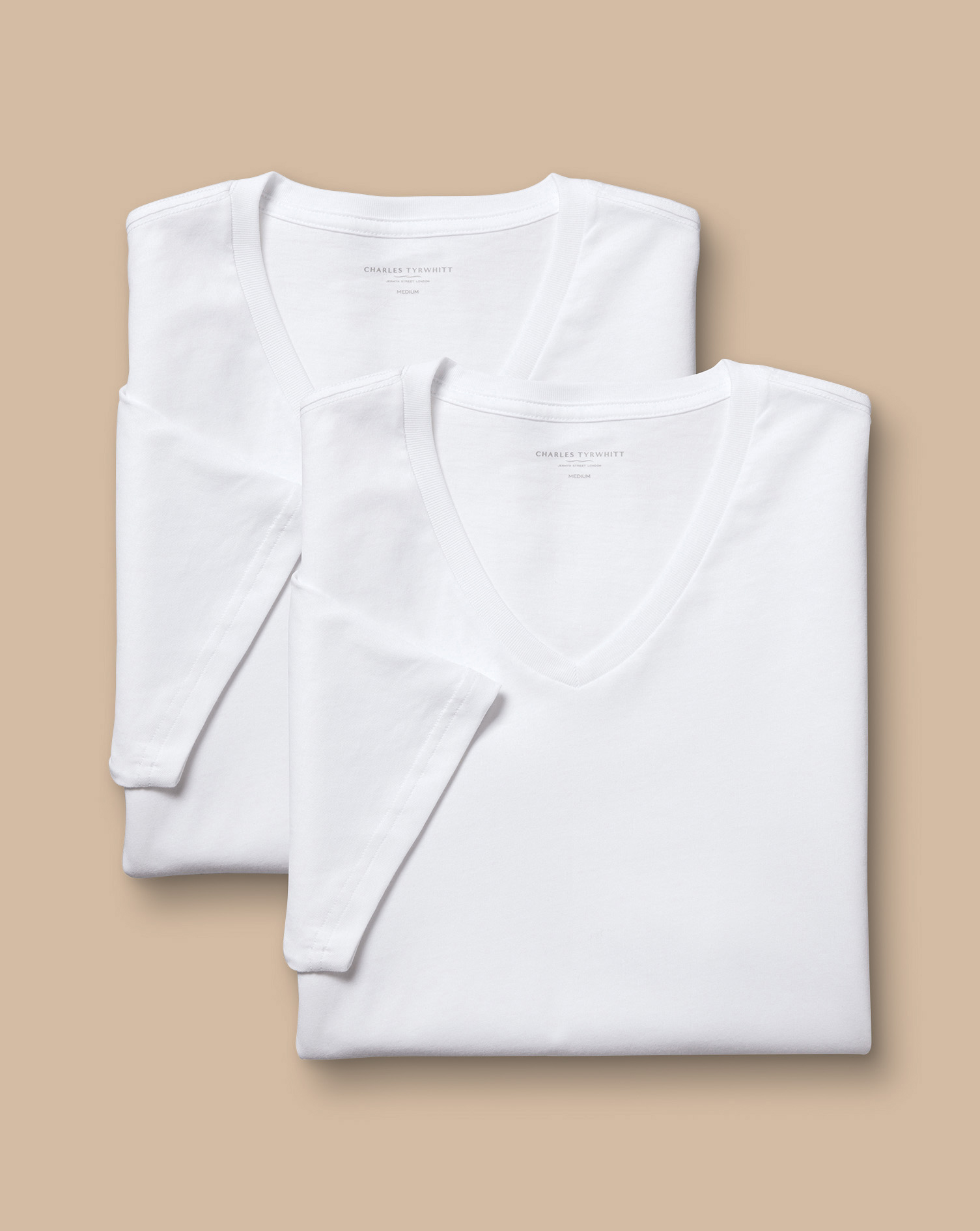 חבילה של 2 גופיות כותנה - White 2 pack v-neck cotton t-shirt