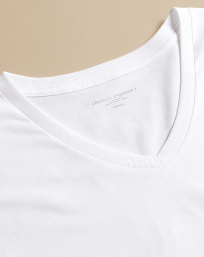 חבילה של 2 גופיות כותנה - White 2 pack v-neck cotton t-shirt