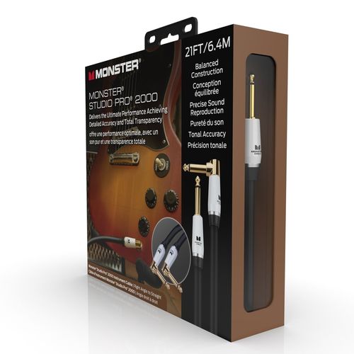 כבל 6.4 מ' פלג זוית Monster® Prolink Studio Pro 2000 Right Angle to Straightt 21ft PL-PL