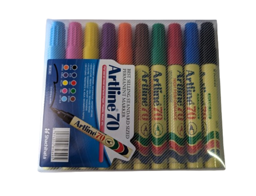 טושים לא מחיקים ארטליין 70 - אריזה של 10 צבעים