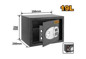 כספת דיגיטלית עם זוג מפתחות בצבע שחור INGCO 19L