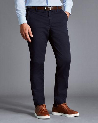 מכנסי כותנה - קלילות - Navy Slim Fit Lightweight