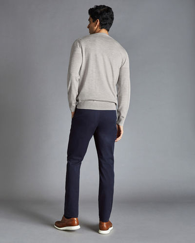 מכנסי כותנה - קלילות - Navy Slim Fit Lightweight