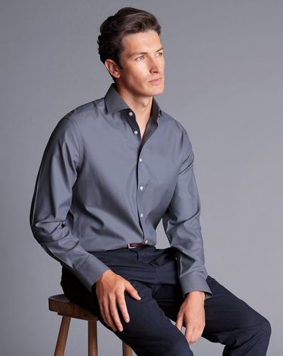 מכנסי כותנה כחולות אלגנטיות - Denim blue slim fit smart texture