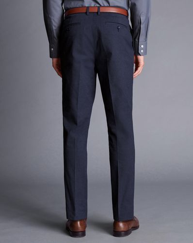 מכנסי כותנה כחולות אלגנטיות - Denim blue slim fit smart texture