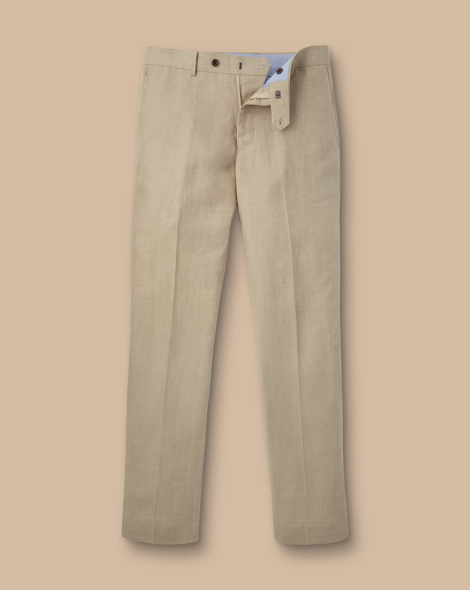 מכנסי פשתן -  Taupe slim fit linen