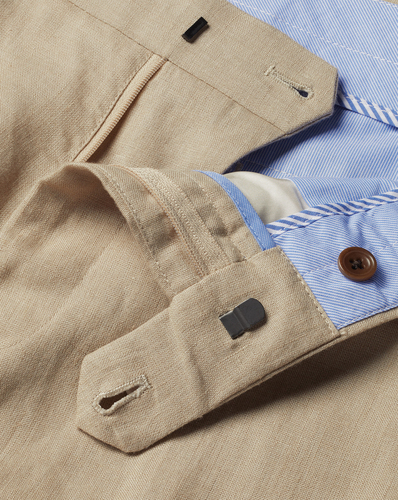 מכנסי פשתן -  Taupe slim fit linen