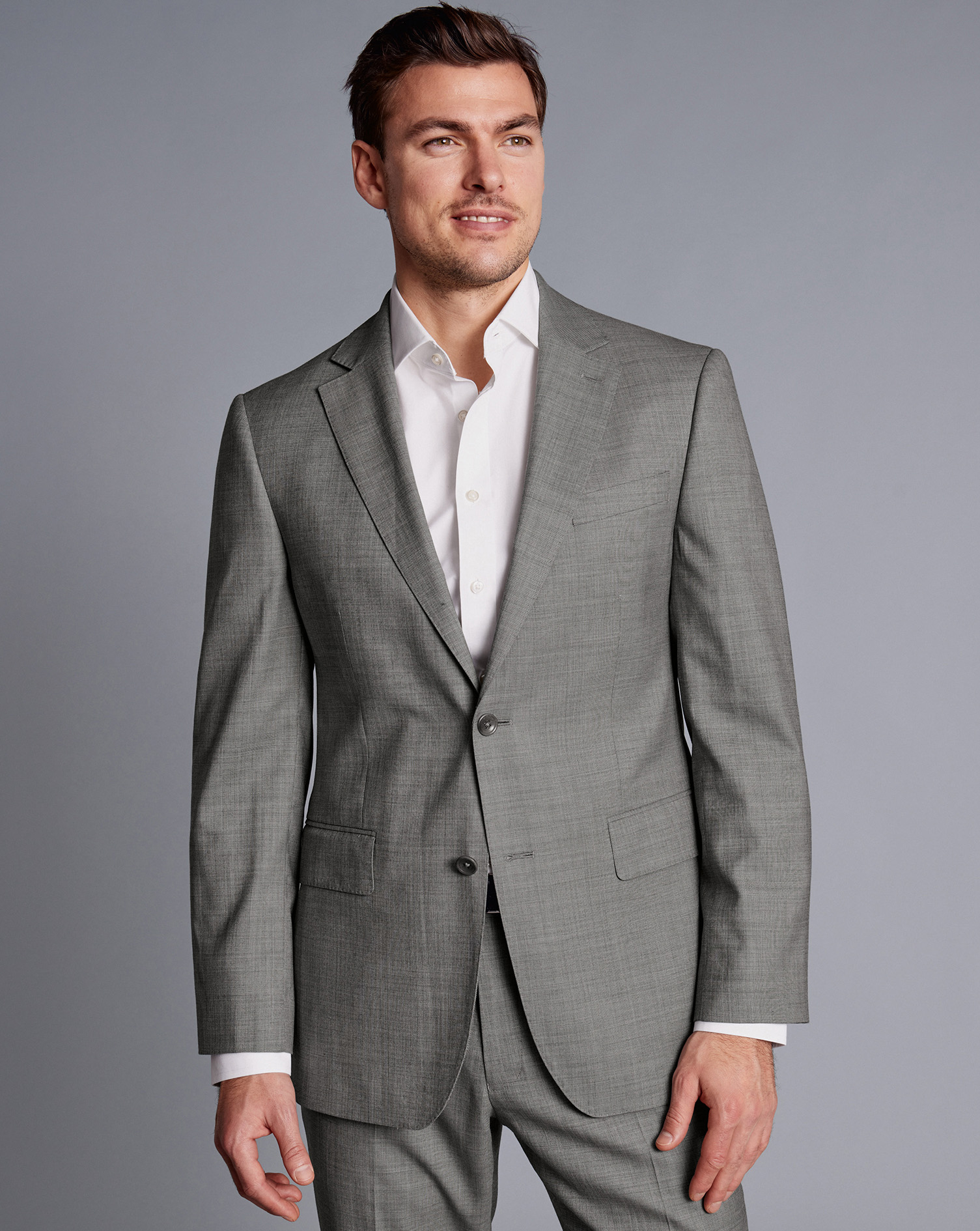 חליפה סלים פיט אפור בהיר -Light grey slim fit sharkskin