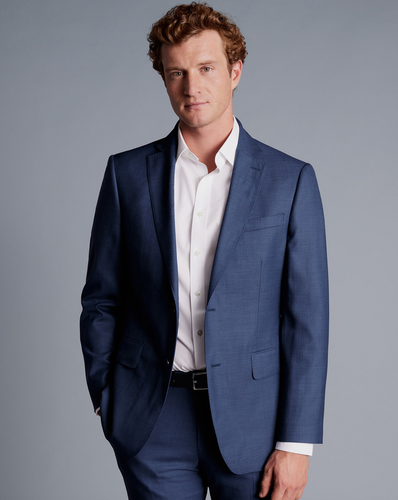 חליפה סלים פיט כחולה -Ocean Blue slim fit sharkskin
