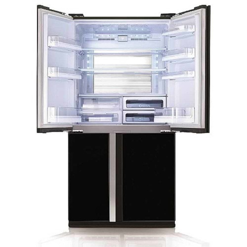 מקרר ‏מקפיא תחתון 4 דלתות זכוכית שחורה Sharp SJ-FSRN87V-BK