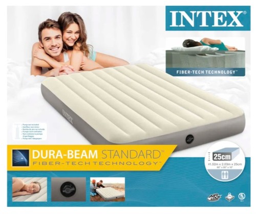 מזרון מתנפח זוגי גבוה לבית ולשטח INTEX 64103 QUEEN DURA BEAM