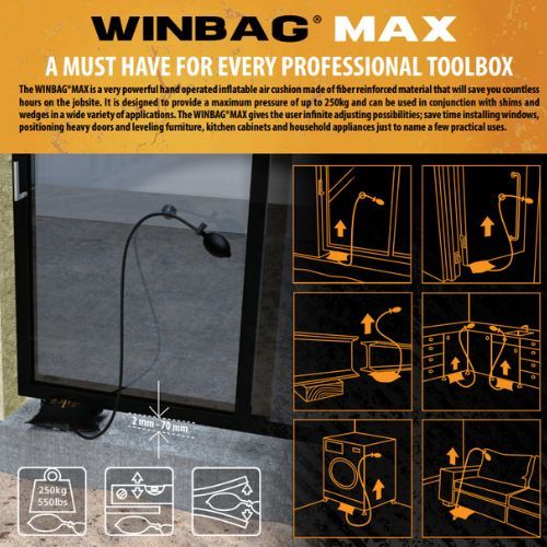 כרית מתנפחת winbag MAX להרמת זכוכית ומשקלים, עד 250 ק