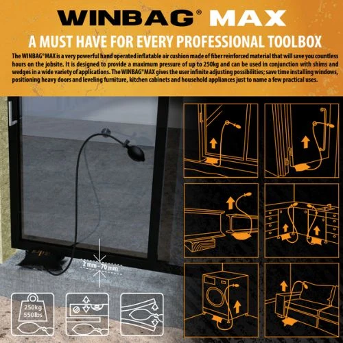 זוג כריות מתנפחות winbag MAX להרמת זכוכית ומשקלים, עד 250 ק