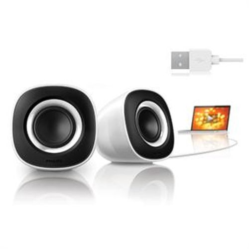 רמקולים 2.0 קטנים ומעוצבים בחיבור 2W USB  PHILIPS