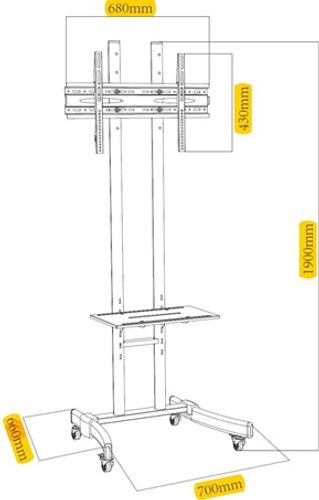 מתקן נייד למסכים גדולים עם גלגלים AUDIOLINE T115