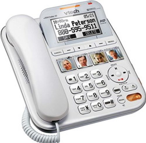 לחצן מצוקה עם חייגן - טלפון שולחני עם משיבון + לחצן מצוקה דגם Vtech SN1197A