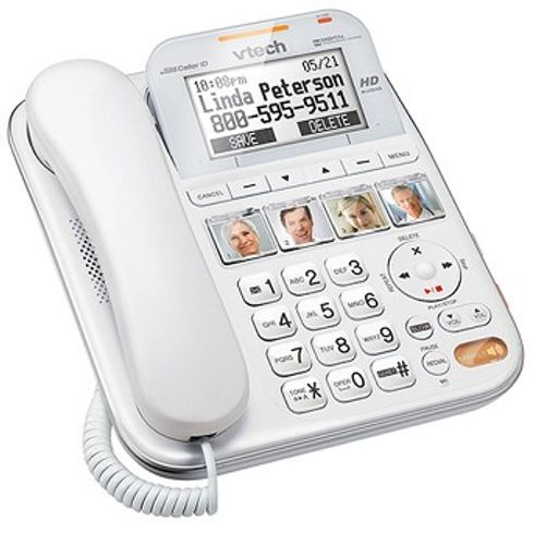 לחצן מצוקה עם חייגן - טלפון שולחני עם משיבון + לחצן מצוקה דגם Vtech SN1197A