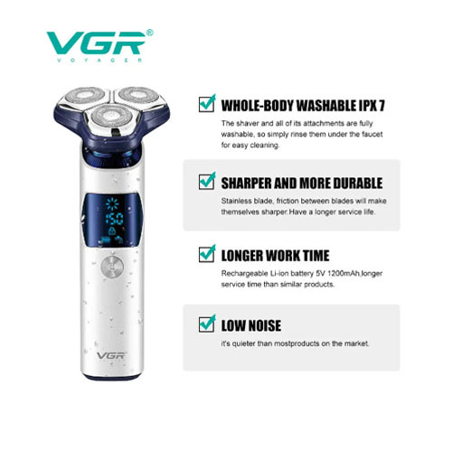 מכונת גילוח נטענת עם צג דיגיטלית VGR V328