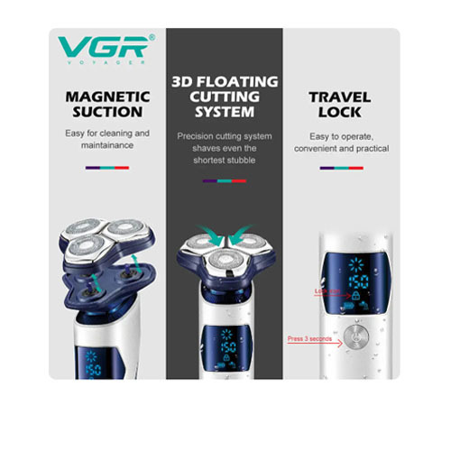מכונת גילוח נטענת עם צג דיגיטלית VGR V328