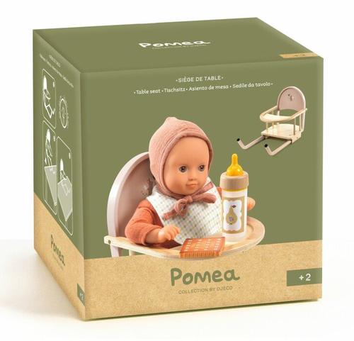 כסא אוכל לבובה מעץ מסדרת פומיאה - DJECO