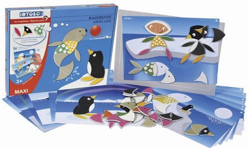 ערכת 54 מגנטים מספוג עם 16 סצנות משחק iOTOBO - חיות הקרח