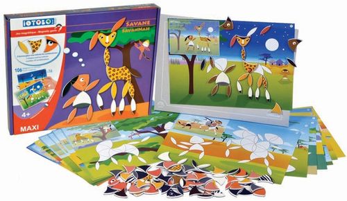 ערכת 106 מגנטים מספוג עם 16 סצנות משחק iOTOBO - סוואנה