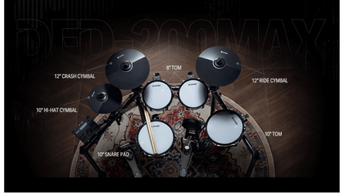 חבילת מערכת תופים אלקטרונית DED200MAX + כסא ואוזניות EC6782 מבית DONNER