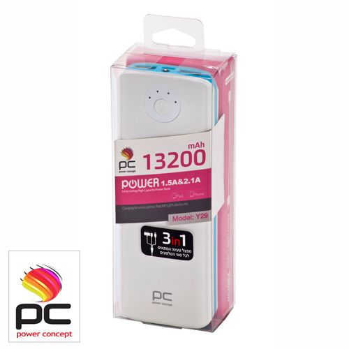 מטען נייד Power Bank איכותי במיוחד 13200mAh עם כבל מפצל PC Y29