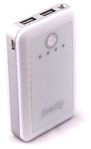 מטען נייד אוניברסלי Power bank לאייפון 4/5/5C/5S  7800mAh ולגלקסי 1/2/3/4/5 מבית firefly לבן