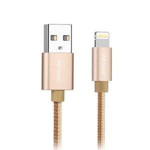 כבל סנכרון וטעינה לאייפון 3A 1.2M FABRIC זהב WESDAR T38-P LIGHTING3A/GOLD